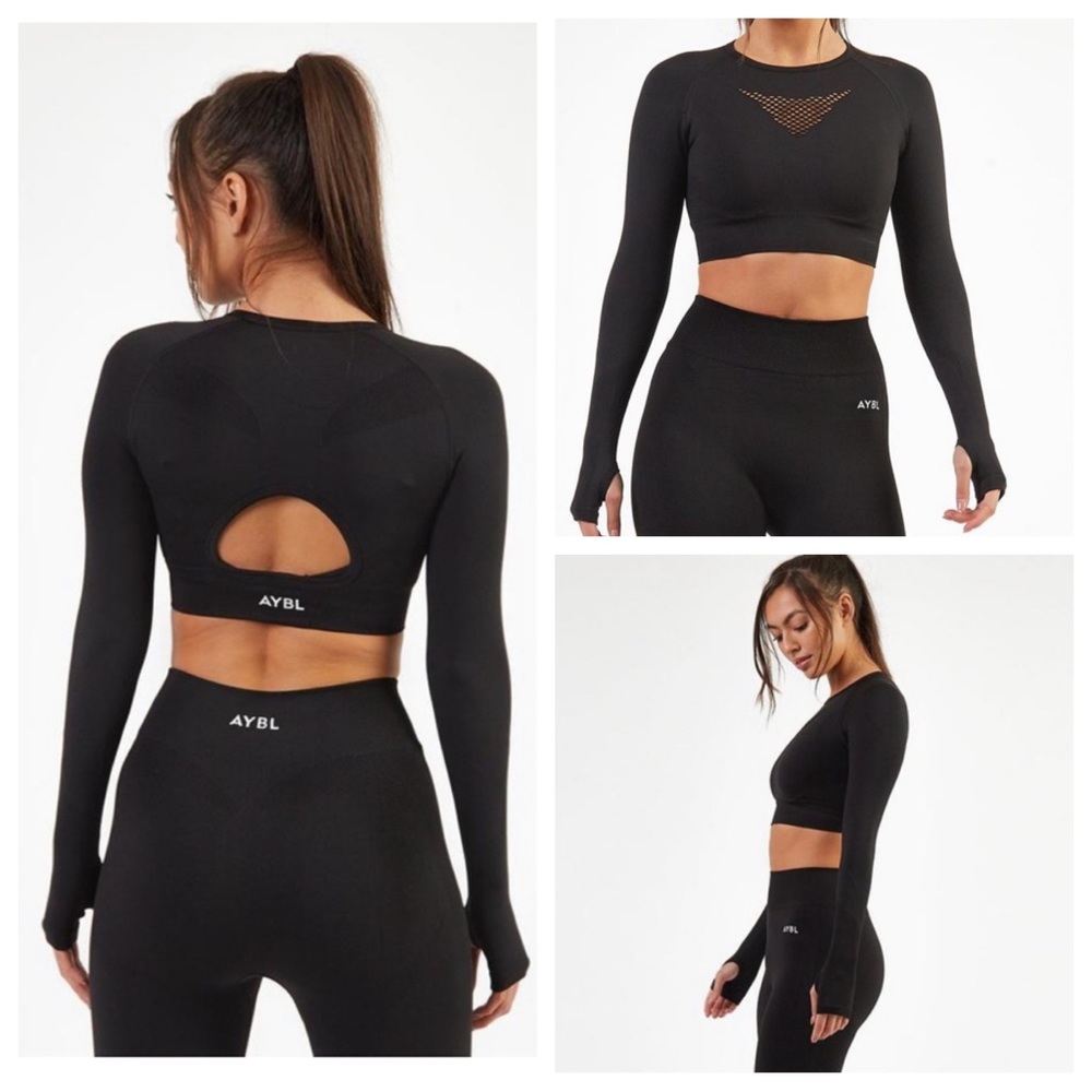 NWOT MOTION SEAMLESS LONG SLEEVE CROP TOP - Picture 1 of 9